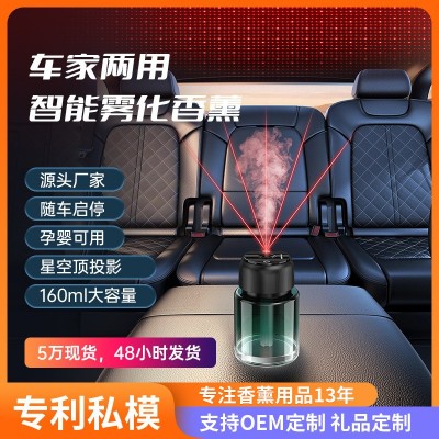 外贸热销星空款芳香大容量玻璃智能车载香薰随车启停喷雾车载香薰图2