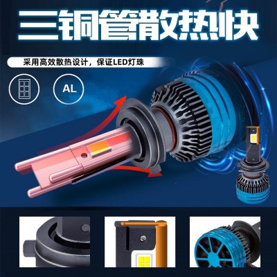 三铜管led车灯汽车灯泡h7h4led车灯远近一体H11大功率汽车led大灯图4