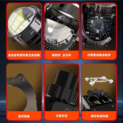 新款双光透镜大灯汽车摩托车led透镜大灯BI PROJECTOR LEN S大灯图2